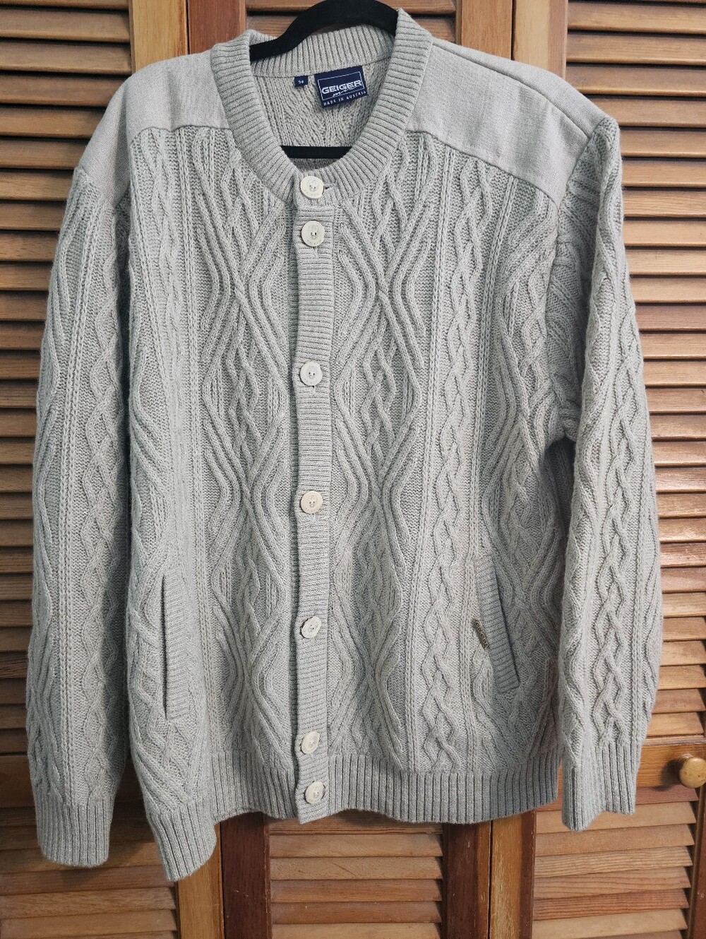Vintage Geiger Austria Men's Wool Cardigan Sweater Size 54 (XL) Button Front